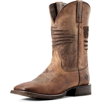 Men's western boots with a leather sole and a heel guardAriat Men's Circuit Patriot Western Boot