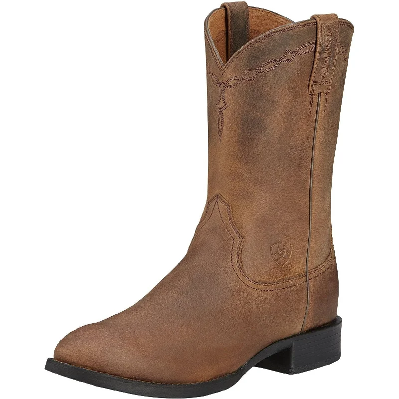 Men's western boots with a high - heeled design and a pointed toeAriat Men's Heritage Roper