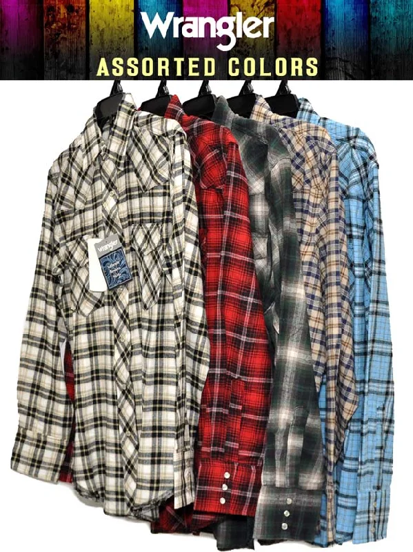 Men's western boots with a decorative inlay on the toe and heelAssorted Wrangler Mens Plaid Long Sleeve Flannel Shirt 75098AA