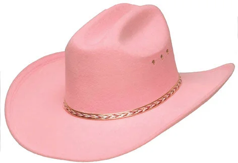 Men's western boots with a leather - wrapped heel and a smooth finishBFF-26PINK - Pink Faux Felt Cowboy Hat - Elastic