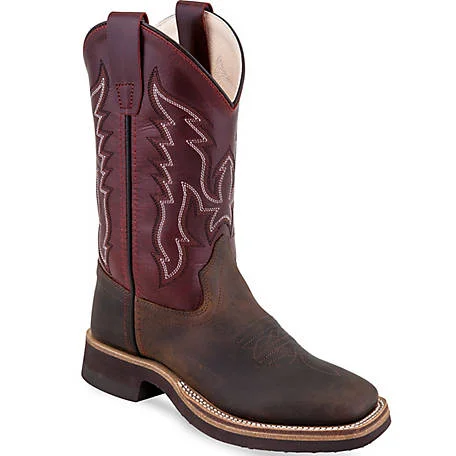 Men's western boots with a decorative concho belt and buckleYouth - Burgandy BSY1889