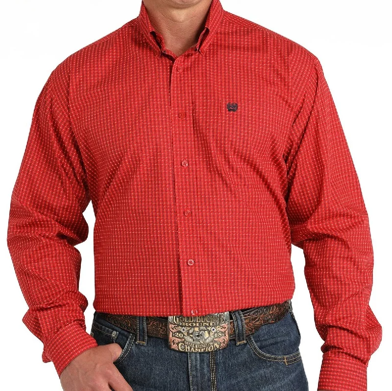 Men's western boots with a leather sole and a heel guardCinch Men's Classic Fit Dollar Sign Western Button Down Shirt in Red