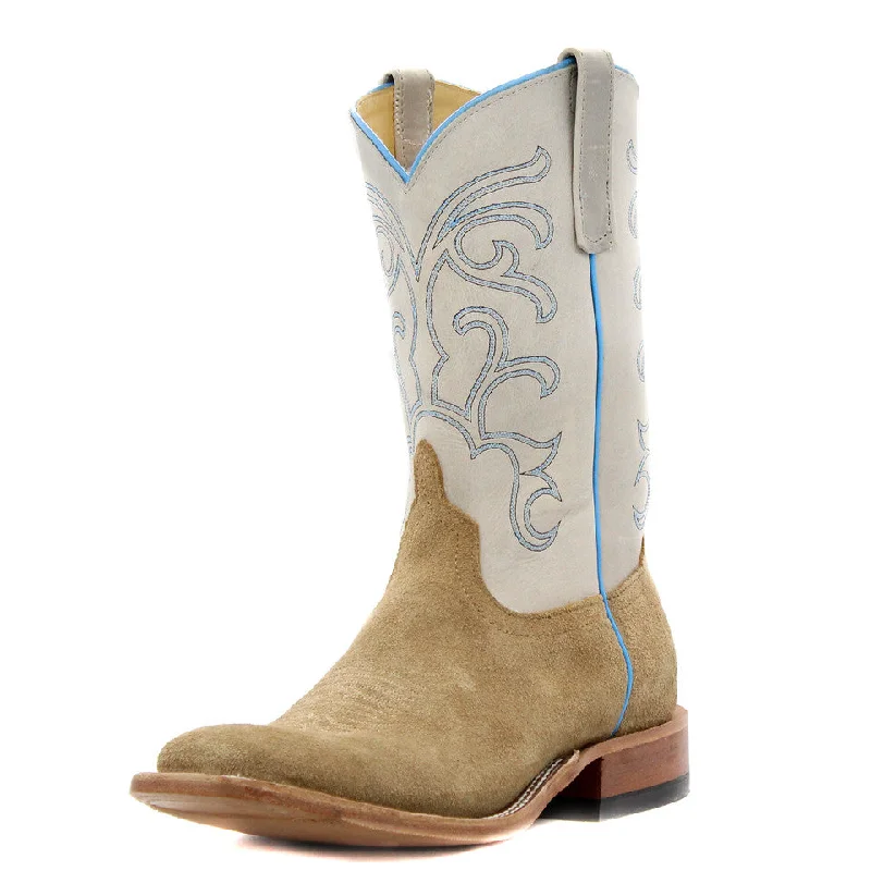 Men's western boots with a concho - studded strap and a pointed toeAnderson Bean Exclusive Tan Ryan Roughout Men's Boot