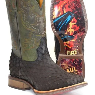 Men's western boots with a silver - toned hardware and accentsTin Haul Men's Ruff and Tumble Western Boot with Anvil on Fire Sole