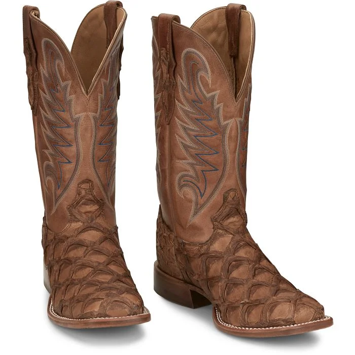 Men's western boots with a leather lining and a padded insoleTony Lama Men's Leon Cognac Pirarucu Tan Boot