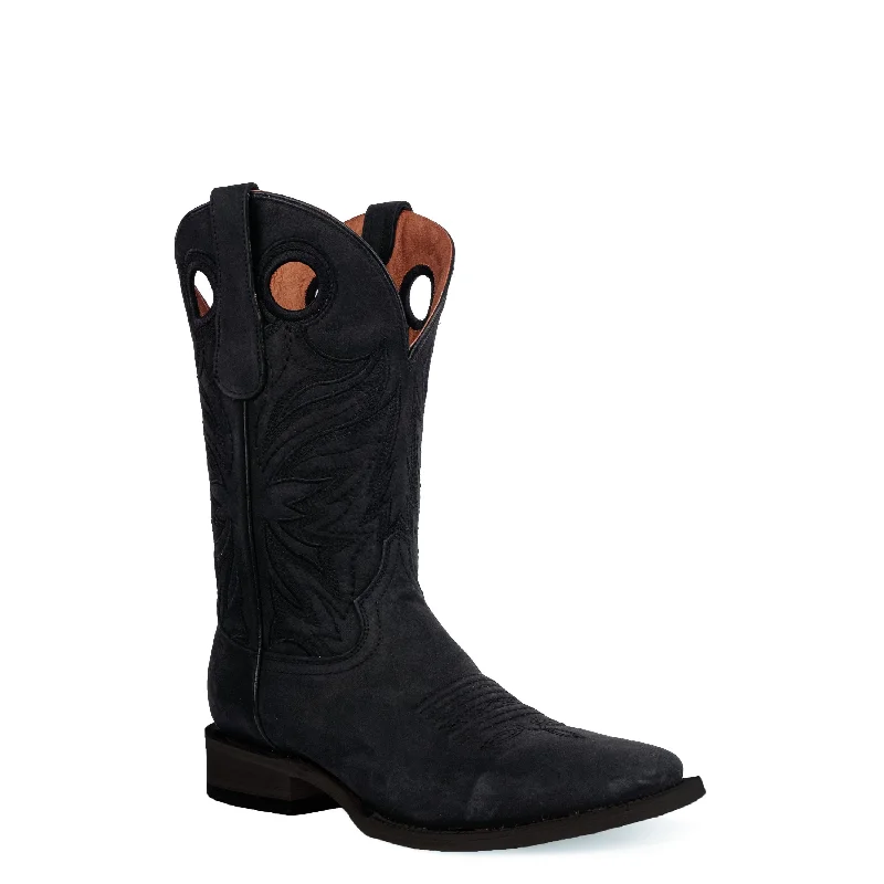 Men's western boots with a high - heeled design and a pointed toeCircle G Men's Black Embroidered Pull Hole Wide Square Toe Western Boot