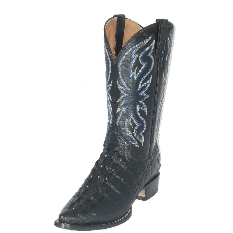 Men's western boots with a tooled leather design on the shaftCowtown Alligator Print Boot (Black)