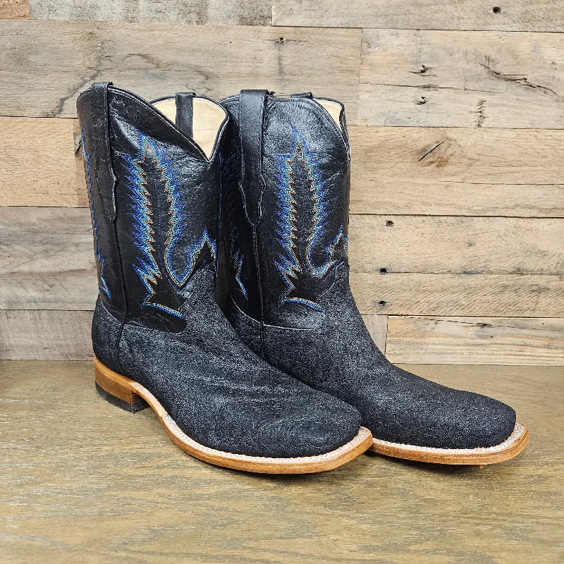 Men's western boots with a suede shaft and a leather soleCowtown Men's 11" Black Elephant Square Toe Boot