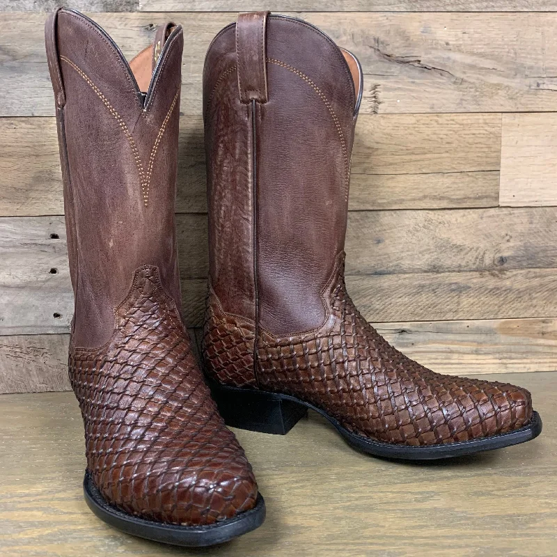 Men's western boots with a suede shaft and a leather soleDan Post Men's Brown Weaver Leather Boot