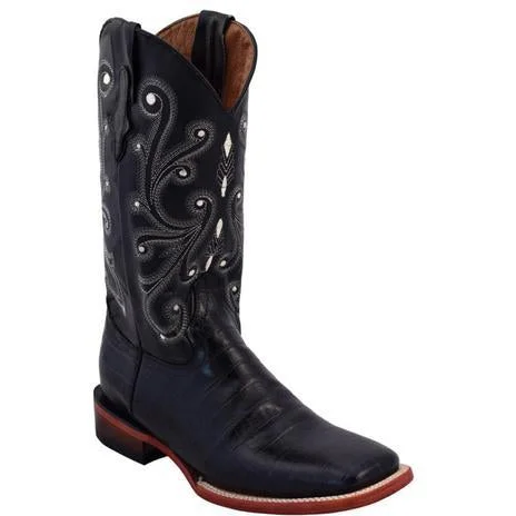 Men's western boots with a traditional western boot silhouette and a polished shineFerrini Men's Print Belly Gator Black Boot