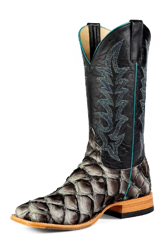 Western - style men's boots with intricate tooling and stitchingHorse Power Men’s Macking Bird Big Bass Boot