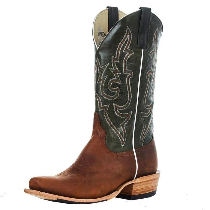 Men's genuine leather western boots with a snake - skin inlayHorse Power Men's Damiana Narrow Square Toe Boot