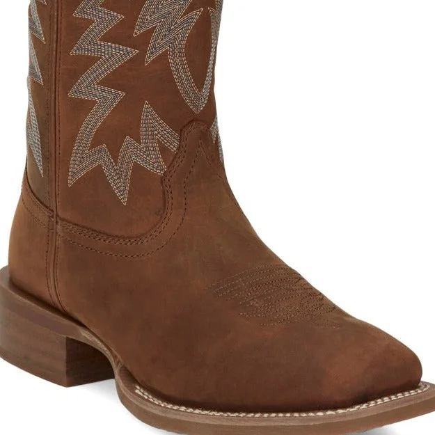 Men's western boots with a distressed leather finish for a rugged lookJustin Men's Big Bucks Western Boot in Brown Cowhide