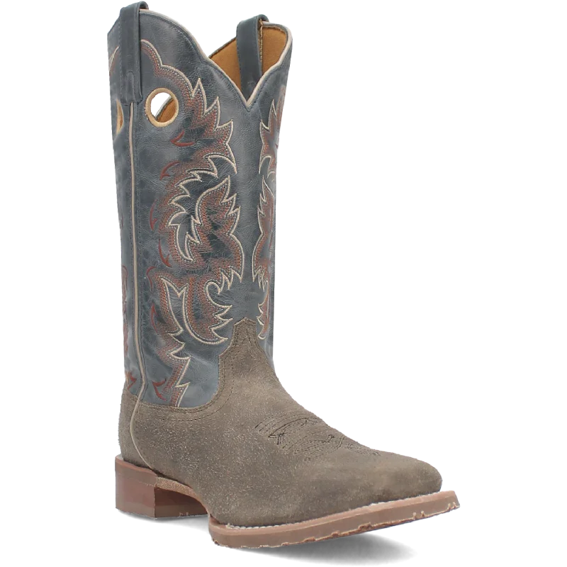 Men's western boots with a leather lining and a padded insoleLaredo Men's Summit Leather Western Boot in Grey and Blue