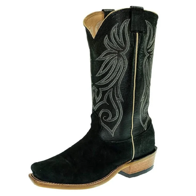 Men's western boots with a traditional western boot silhouette and a polished shineFenoglio Men's Black Roughout Boot