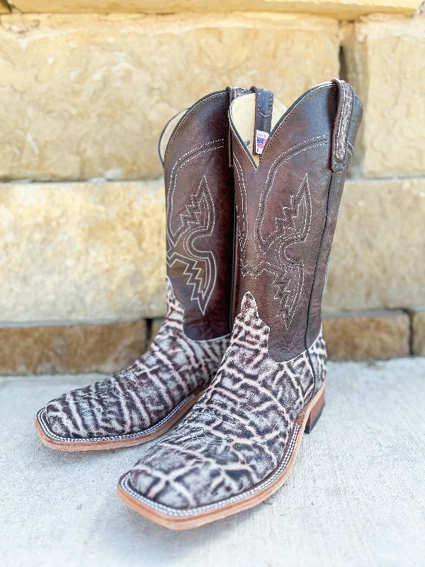 Men's western boots with a traditional western boot silhouette and a polished shineAnderson Bean Grey Ice Elephant