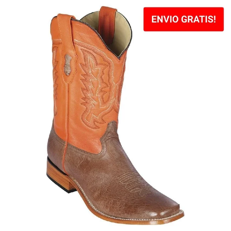 Men's western boots with a leather sole and a heel guardMen's Los Altos Smooth Ostrich Wide Square Toe Boot 8279772