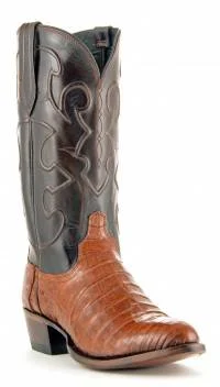 Men's western boots with a rubber sole for traction on various surfacesLucchese - Croc Belly - Tan