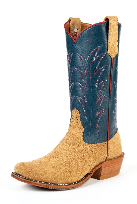 Vintage - style men's western boots with a square toe and spur ledgeRios Of Mercedes Tan Crazyhorse Reverse Men's Boot