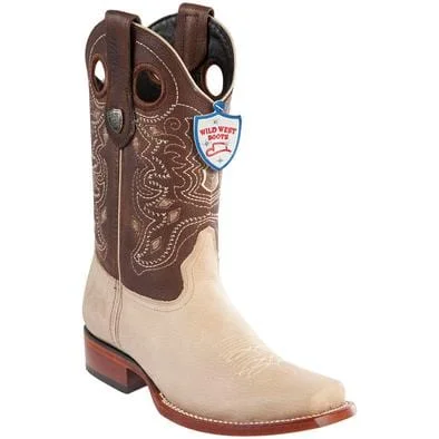 Men's western boots with a high - quality leather upper and a suede liningMen's Wild West Genuine Leather Rodeo Toe Boot 28182709