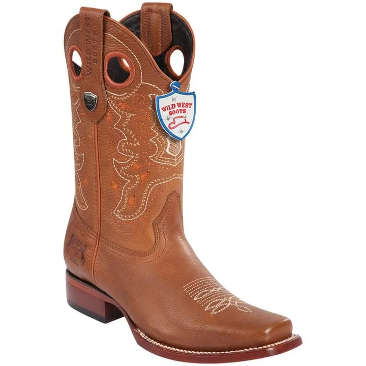 Men's western boots with a concho - studded strap and a pointed toeMen's Wild West Genuine Leather Rodeo Toe Boot 28182751