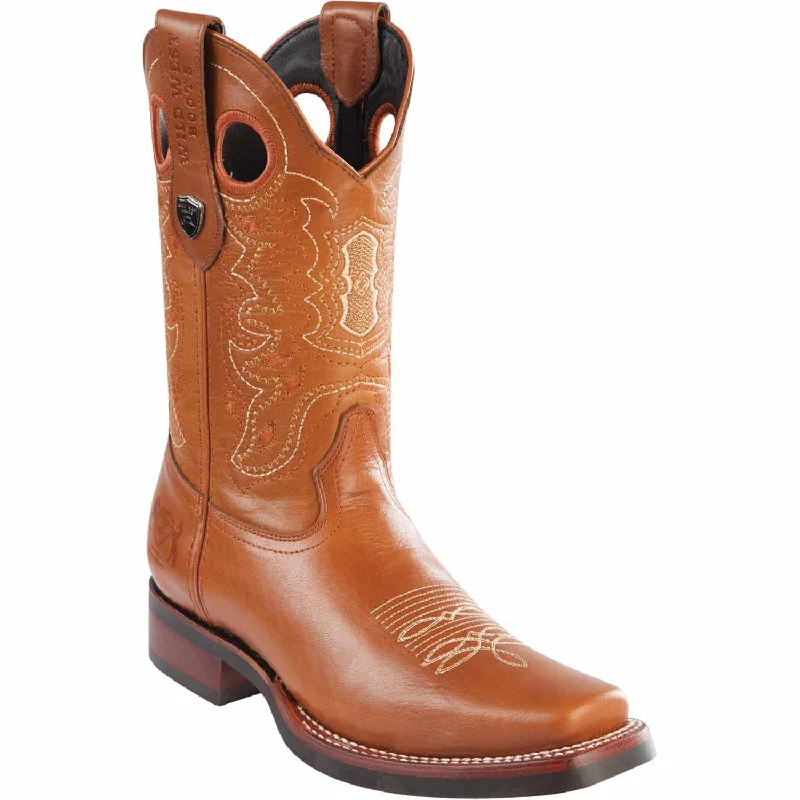 Men's western boots with a leather - wrapped heel and a smooth finishMen's Wild West Genuine Leather Rodeo Toe Boot 28193851