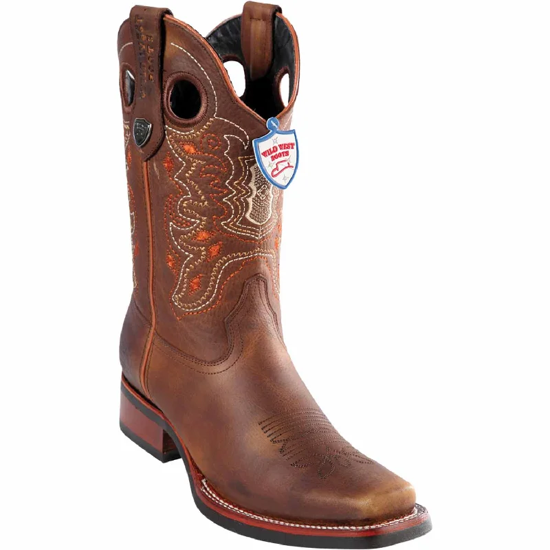 Men's western boots with a rubber sole for traction on various surfacesMen's Wild West Genuine Leather Rodeo Toe Boot 28199951