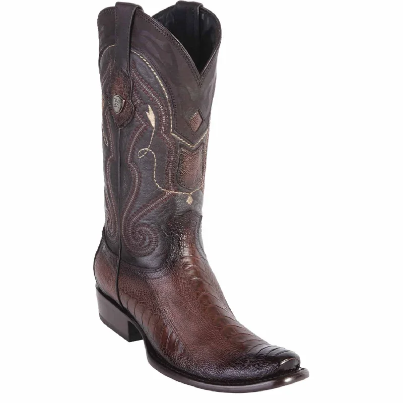 Men's western boots with a decorative inlay on the toe and heelMen's Wild West Ostrich Leg Skin Dubai Toe Boot 2790516