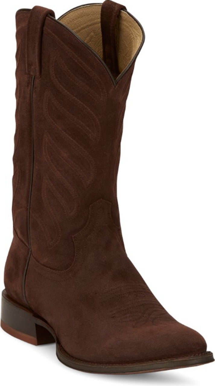 Vintage - style men's western boots with a square toe and spur ledgeTony Lama Men's Lenado Cognac Brown Suede Boot