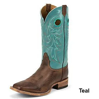 Men's western boots with a suede shaft and a leather soleNocona Men's Tan Delta Legacy Square Toe Boot