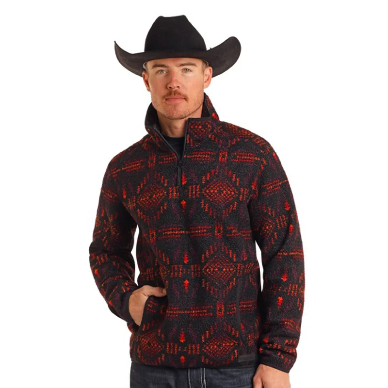 Men's western boots with a distressed leather finish for a rugged lookRock & Roll Men's Red Aztec Pullover