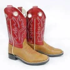 Men's western boots with a scalloped edge and a pull - on strapToddler - Red round toe - BCI1883