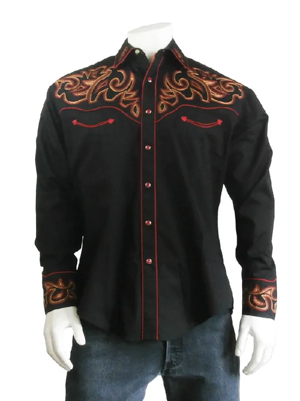 Alligator - embossed men's western boots for a bold statementRockmount 6701 Mens Boot Top Embroidered Western Shirt Black