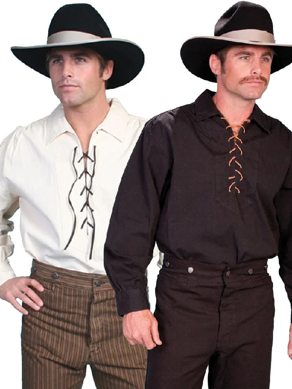 Men's western boots with a leather lining and a padded insoleScully RW021 Mens RangeWear Leather Lace Up Western Shirt