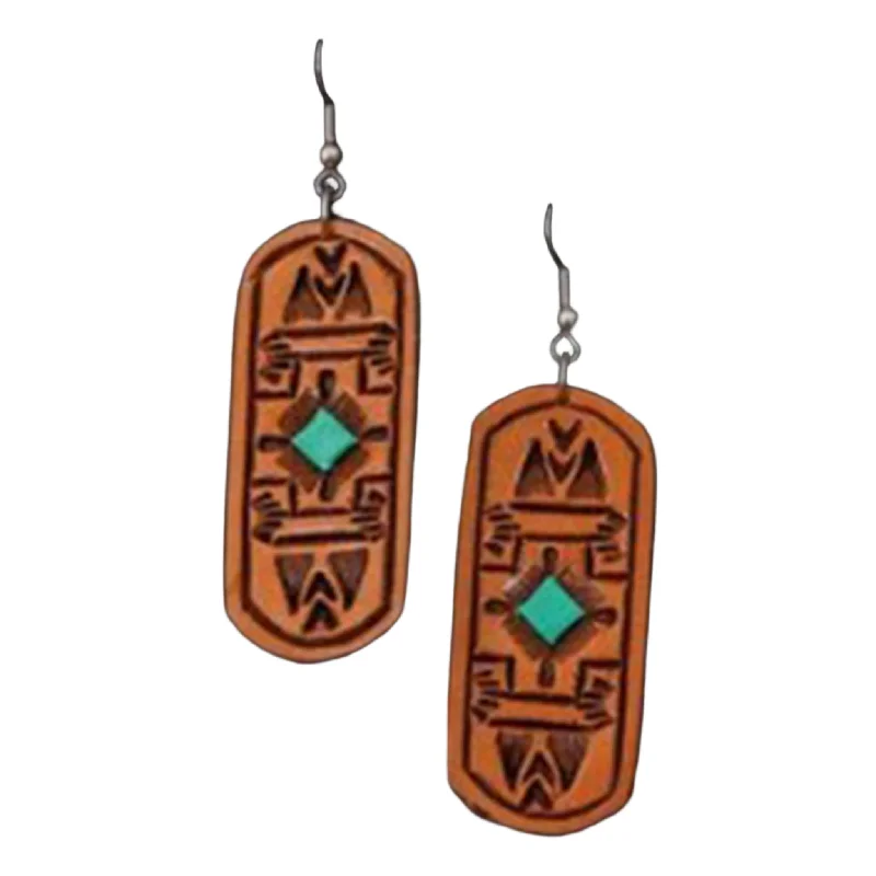 Men's western boots in a rich brown or black leatherAustin Accent Southwest Oval Leather Earrings