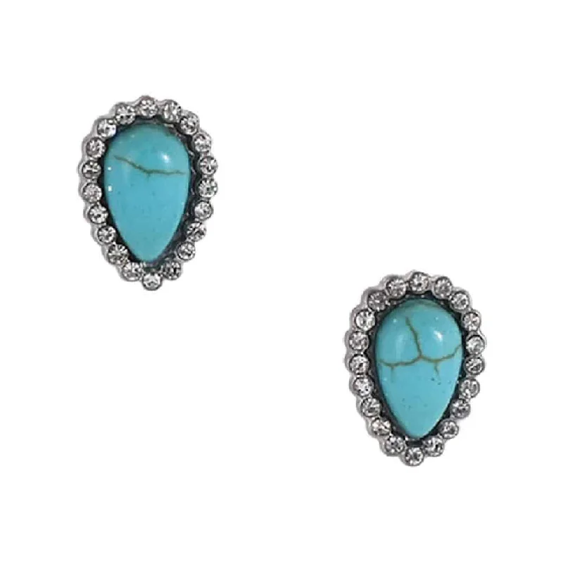 Men's western boots with a leather sole and a heel guardTrenditions Faux Turquoise Teardrop Earrings