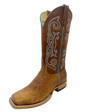 Men's western boots with a silver - toned hardware and accentsHorsepower Top Hand Cog Oiled Smooth Ostrich Men's Boot