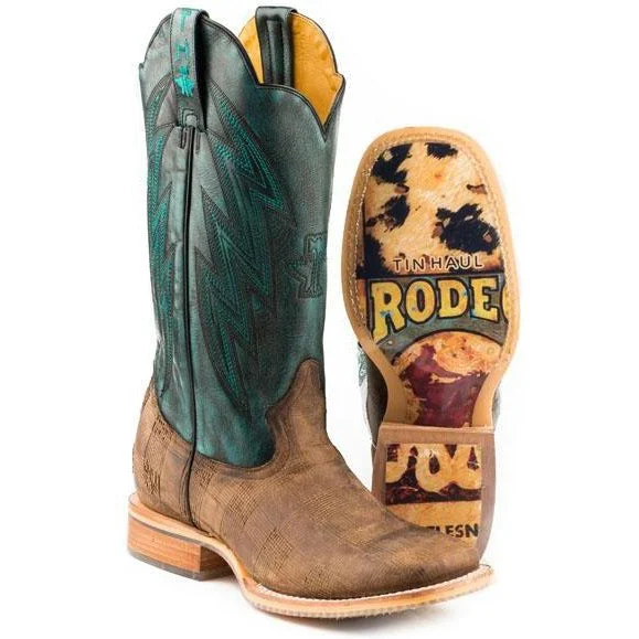 Men's western boots with a high - heeled design and a pointed toeTin Haul Men's Lock N Bolt Boots