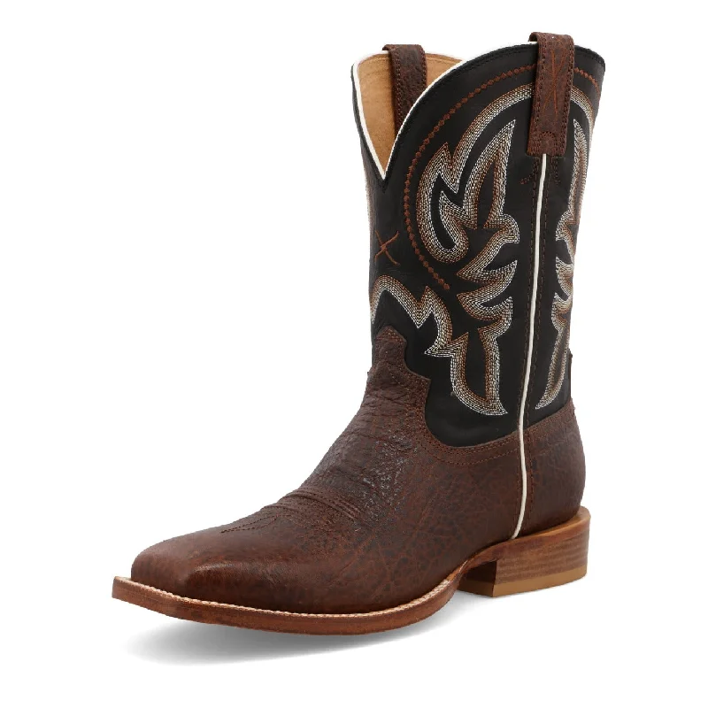 Men's western boots with a scalloped edge and a pull - on strapTwisted X Men's 11" Tech X Boot in Elephant Print & Antique Black