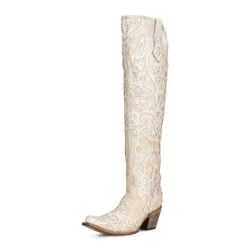 Men's western boots with a distressed leather finish for a rugged lookCorral Ladies' Tall Top Embroidered Boot