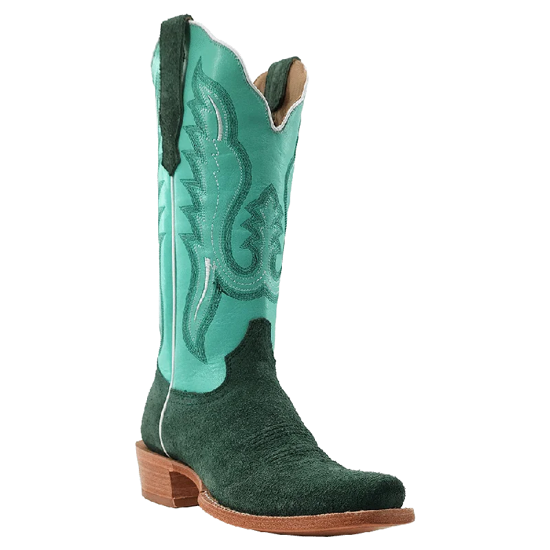 Men's western boots with a distressed leather finish for a rugged lookR. Watson Teal Roughout Ladies' Boot